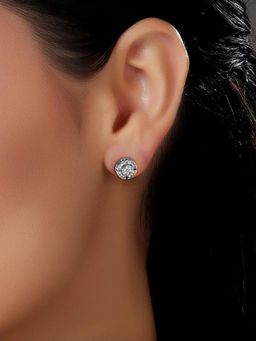 Peora - Silver Plated Cubic Zirconia Studded Fancy Stud Earrings Fashion for Women Girls