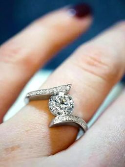 Peora - Silver Plated CZ Studded Tension Finger Ring Anniversary Engagement Gift for Women (US 7)