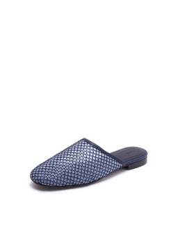 RAREISM - Aira Women Navy Blue Mesh Slip On Mules