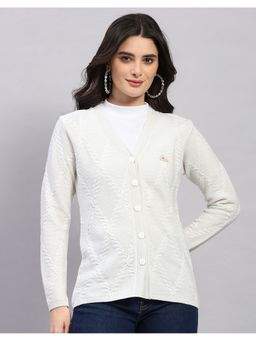 Monte Carlo - Women's Regular Fit Winter White Cardigan