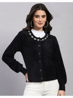 Monte Carlo - Women's Regular Fit Winter Black Cardigan