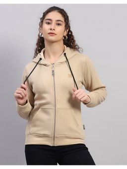 Rock.it - Women Regular Fit Solid Winter Cream Hoodie