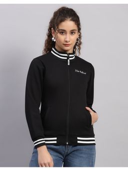 Rock.it - Women Regular Fit Printed Winter Black Sweatshirt