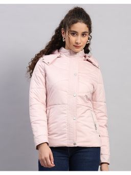 Monte Carlo - Women Pink Hooded Solid Snap Button Regular Puffer Jacket