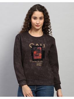 Monte Carlo - Women Regular Fit Printed Winter Purple Sweatshirt