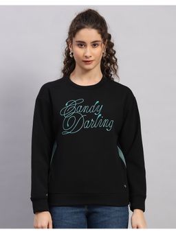 Monte Carlo - Women Regular Fit Printed Winter Black Sweatshirt