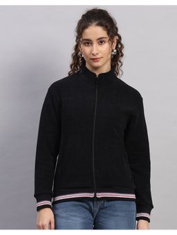 Monte Carlo - Women Regular Fit Solid Winter Black Sweatshirt