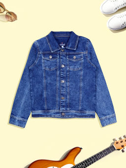 KiddoPanti - Boys Navy Blue Full Sleeve Denim Jacket