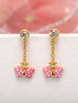 Praavy - 925 Sterling Silver The Lost Butterfly Detachable Gold Kids Earrings