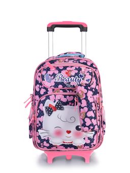 Tinytot - Navy Blue Stylish & Trendy Trolley Backpack with Pouch (3-12 Years)
