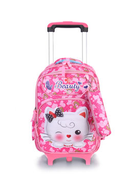 Tinytot - Pink Stylish & Trendy Trolley Backpack with Pouch (3-12 Years)