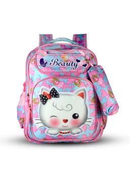 Tinytot - Blue Printed School Casual Backpack with Pouch (3-12 Years)