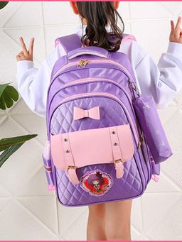 Tinytot - Purple School Casual Backpack with Pouch (3-12 Years)