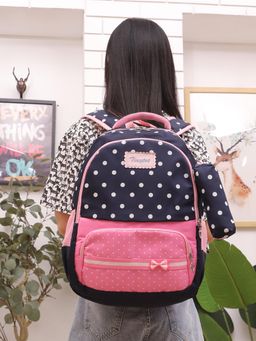 Tinytot - Navy Blue School Casual Backpack with Pouch (3-12 Years)