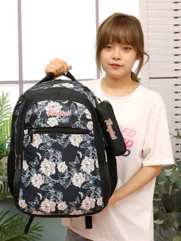 Tinytot - Black School Backpack with Pouch (3-12 Years)