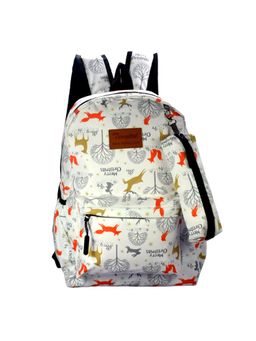 Tinytot - White School Backpack with Pouch (3-12 Years)