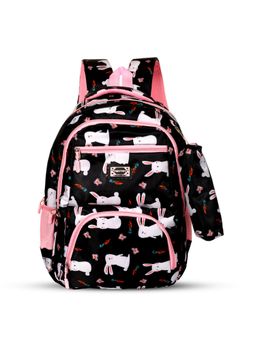 Tinytot - Black Printed School Backpack with Pouch (3-12 Years)