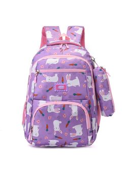Tinytot - Purple Printed School Backpack with Pouch (3-12 Years)