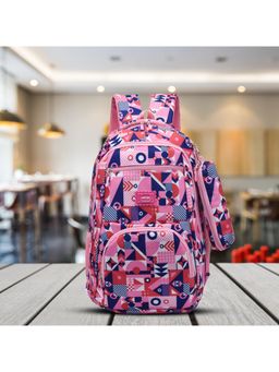 Tinytot - Pink Printed School Backpack with Pouch (3-12 Years)