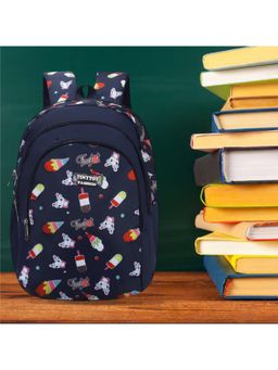 Tinytot - Navy Blue Printed School Backpack (3-12 Years)