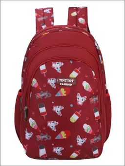 Tinytot - Maroon Printed School Backpack (3-12 Years)
