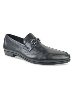 Imperio - Black Men Solid Buckled Leather Slip Ons