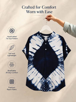 Maaesa - Blue Tie & Dye Rayon Top