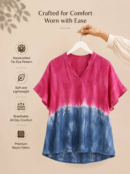 Maaesa - Pink Tie & Dye Rayon Top