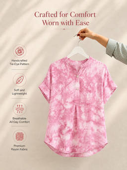 Maaesa - Pink Tie & Dye Rayon Top