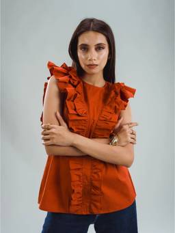 Sugnaa - Rust Solid Cotton Top