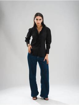 Sugnaa - Black Printed Cotton Top