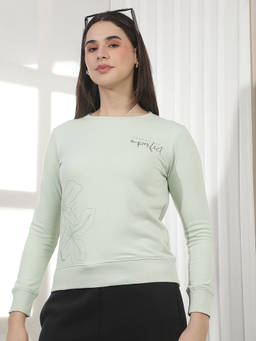 CRIMSOUNE CLUB - Green Printed Cotton Blend Sweatshirt