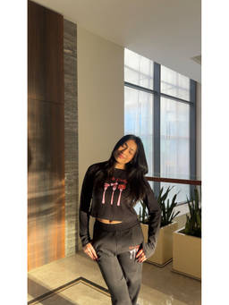 Sugnaa - Black Printed Cotton T-Shirt