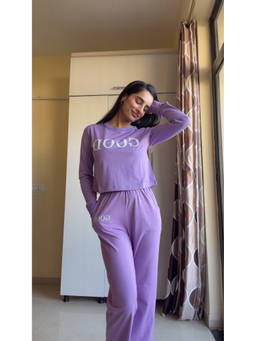 Sugnaa - Lavender Printed Cotton T-Shirt