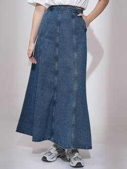 TOKYO TALKIES - Blue Solid Pure Cotton Skirt