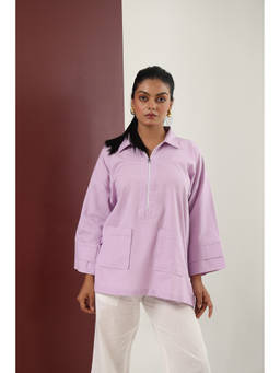 Sugnaa - Lavender Solid Cotton Top