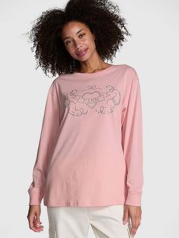 Victoria's Secret - Pink Campus Cotton Long-Sleeve T-Shirt