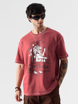 The Souled Store - Harry Potter : Gryffindor Gang Men Oversized T-Shirt Maroon