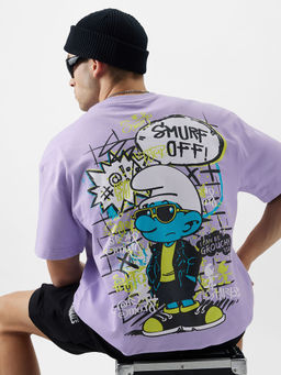 The Souled Store - Official The Smurfs : Smurf off! Oversized T-Shirt Purple