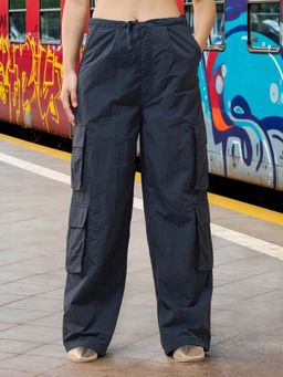 Bewakoof - Women's Blue Baggy Oversized Cargo Parachute Pants