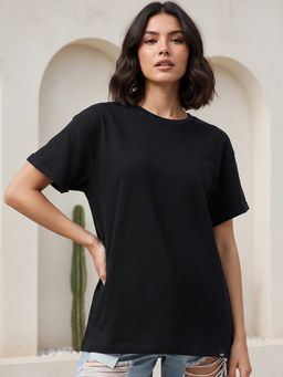 Bewakoof - Air 1.0 Women's Black Boyfriend T-shirt