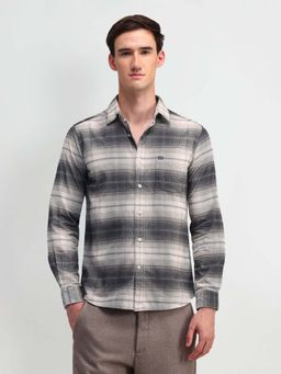 Arrow Sports - Men Grey Stripes Slim Fit Casual Shirt