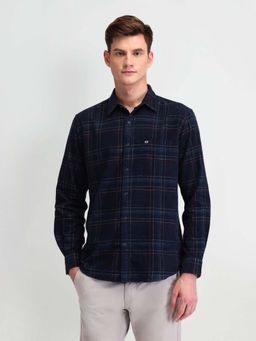 Arrow Sports - Men Navy Blue Checks Slim Fit Casual Shirt