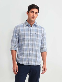 Arrow Sports - Men Blue Checks Slim Fit Casual Shirt