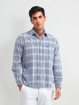 Arrow Sports - Men Blue Checks Tailored Fit Casual Shirt