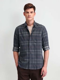 Arrow Sports - Men Grey Checks Tailored Fit Casual Shirt
