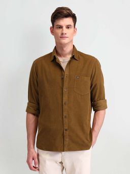 Arrow Sports - Men Brown Solid Tailored Fit Casual Shirt