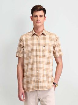 Arrow Sports - Men Beige Checks Regular Fit Casual Shirt