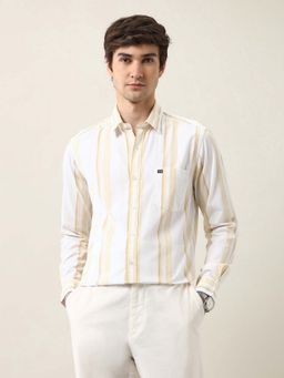 Arrow Sports - Men Beige Stripes Slim Fit Casual Shirt