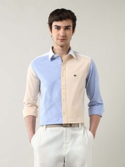 Arrow Sports - Men Blue Colorblock Slim Fit Casual Shirt